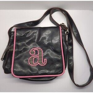 Vintage Y2K Fashion Express Initial Letter "A" Purse Black/Pink